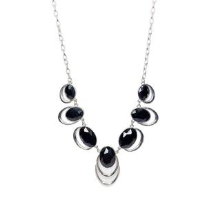 Silver Tone and Black Necklace